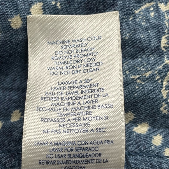 Chaps Denim Blue Floral Button Down Shirt Size XL - Picture 10 of 10